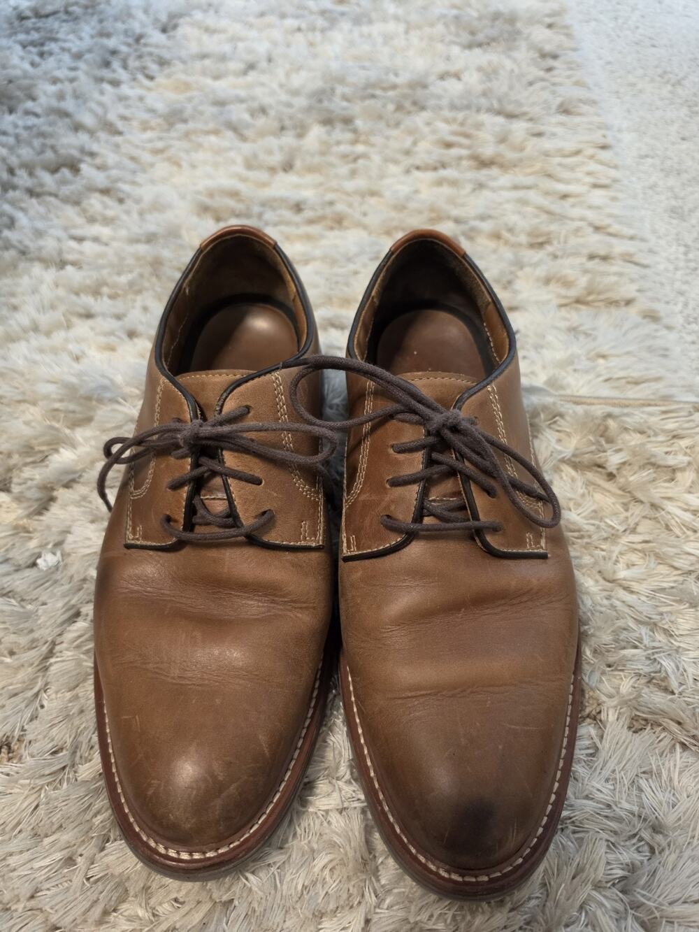Johnston & Murphy Upton Plain Toe Dress Casual Lace-up Tan Oiled Full Grain 7.5